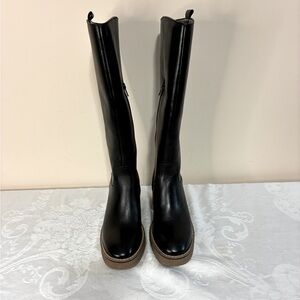 Biotime Women’s Black Leather Fleece Lined Boots With Rubber Soles